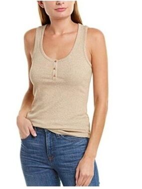 Joie Scoop Neck Henley Ribbed Tank Size Medium